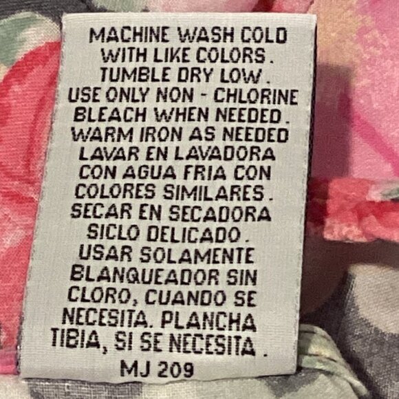 VTG Chandni Shift/Shirt Midi Dress Sz L 100% Cotton Pink Floral Pockets 262F - Picture 7 of 7